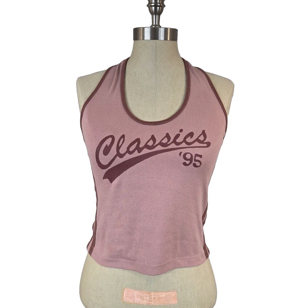 Urban Outfitters BDG Classic 95 Graphic Halter Crop Top Pink Large Y2K